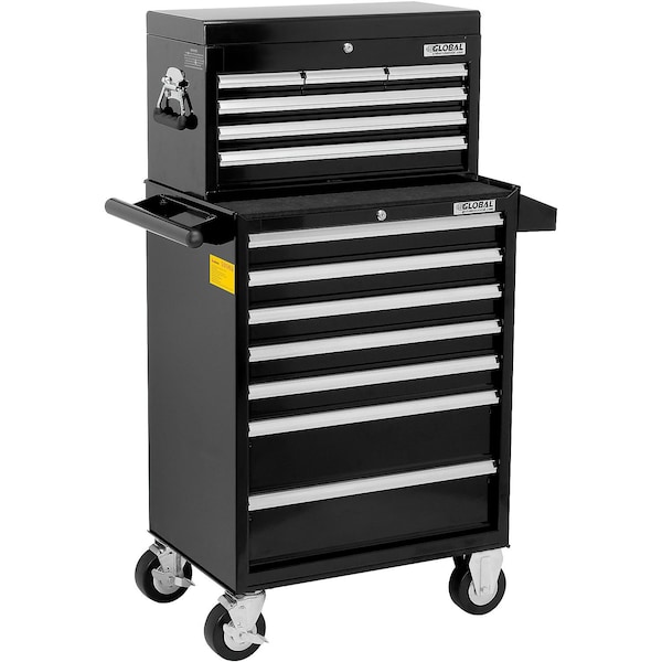 Global Industrial Chest & Roller Cabinet Combo, Black, Steel, 26-3/8 in W x 18-1/8 in D x 52-9/16 in H 535488 - main